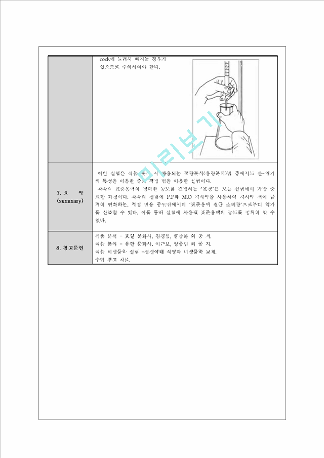 [자연과학] 식품분석 실험 - 산, 염기 표준 용액의 조제 및 표정 법.hwp